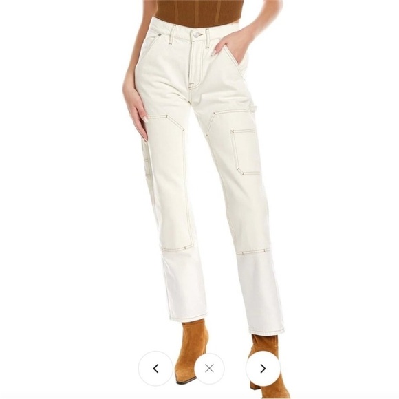 NWT Frame Denim Le Slouch White With Contrast Stitching Carpenter Jean Size 27 - Picture 2 of 12